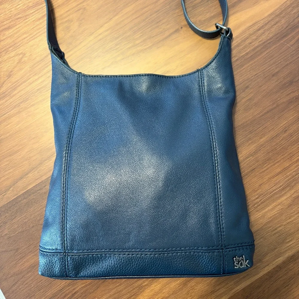 Navy blue The Sak leather crossbody hobo bag - Picture 1 of 12
